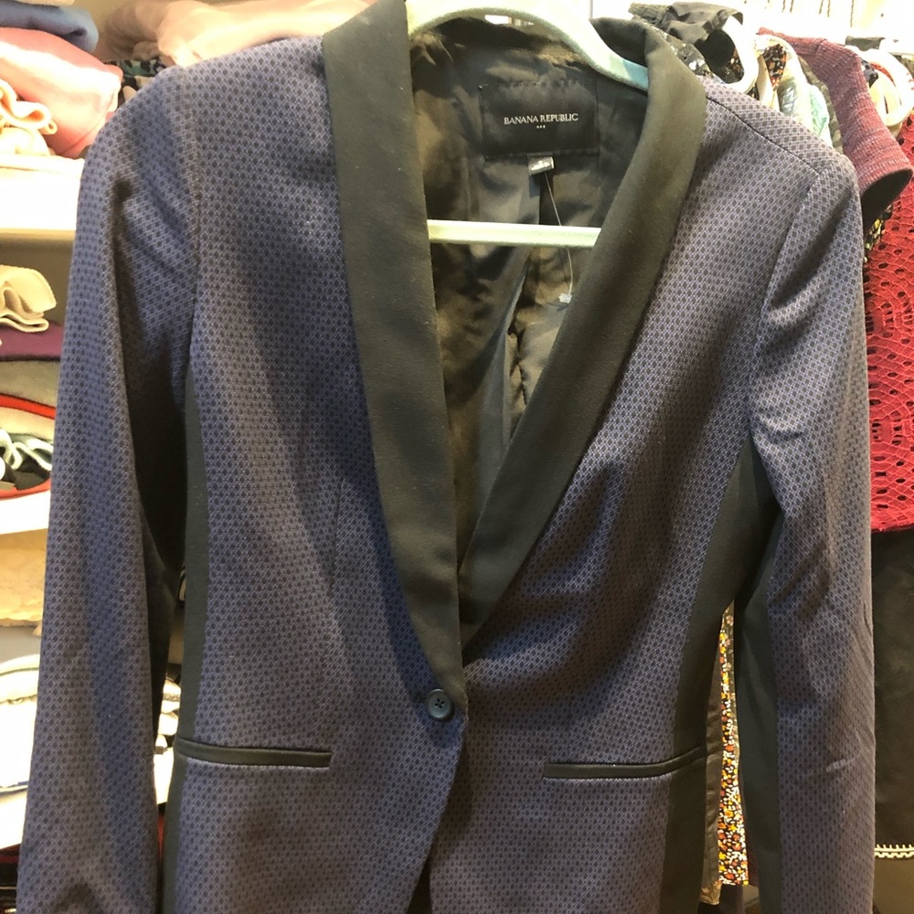 Banana Republic Black and navy dot blazer Size 2